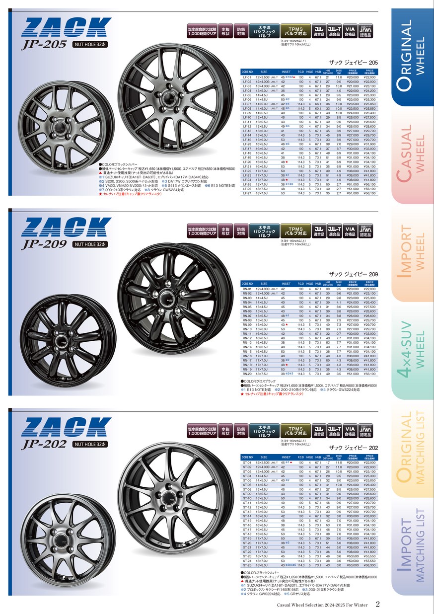 Japan三陽 CASUAL WHEEL SELECTION 2024-2025 for winter