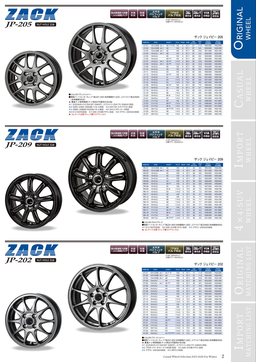 Japan三陽 CASUAL WHEEL SELECTION 2025-2026 for winter