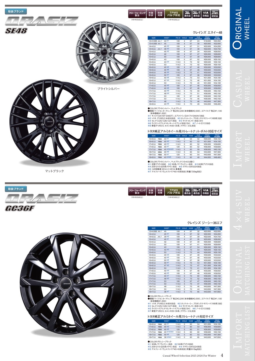 Japan三陽 CASUAL WHEEL SELECTION 2025-2026 for winter